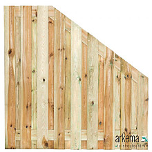 Tuinscherm grenen groen geïmpregneerd, 19-planks (17 + 2) Vasse 180/90 x 180 cm verloop Planken: 1.6x14.0cm / 17 stuks 2 tussenplanken van 1.6x14.0cm, rvs geschroefd
