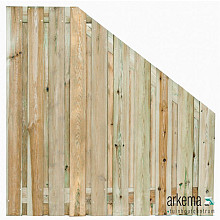 Tuinscherm grenen groen geïmpregneerd, 21-planks (19 + 2) Enschede 180/90 x 180 cm verloop Planken: 1.6x14.0cm / 19 stuks 2 tussenplanken van 1.6x14.0cm, rvs geschroefd