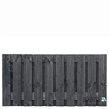 Tuinscherm Douglas zwart geïmpregneerd, 21-planks (19 + 2) Marlies 90 x 180 cm  Planken: 1.6x14.0cm / 19 stuks fijnbezaagd 2 tussenplanken van 1.6x14.0cm, rvs geschroefd