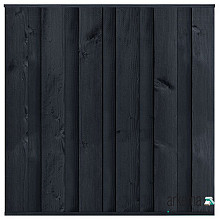 Tuinscherm Rosenheim, zwart gespoten grenen, RVS-geschroefd, 11-planks 180 x 180 cm