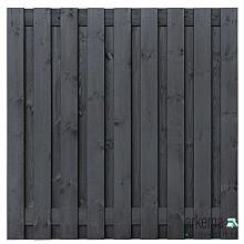 Tuinscherm Koblenz, zwart gespoten vuren, RVS-geschroefd, 19-planks (17+2) 180 x 180 cm