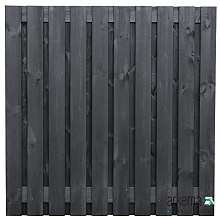 Tuinscherm Stuttgart, zwart gespoten vuren, RVS-geschroefd, 21-planks (19+2) 180 x 180 cm