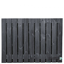 Tuinscherm grenen zwart gespoten, 21-planks (19 + 2) Stuttgart 130 x 180 cm Planken: 1.6x14.0cm / 19 stuks 2 tussenplanken van 1.6x14.0cm, rvs geschroefd