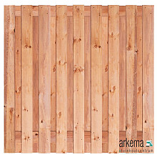 Tuinscherm Red Class Wood, 19-planks (17 + 2) Tanger 180 x 180 cm Planken: 1.6x14.0cm / 17 stuks 2 tussenplanken van 1.6x14.0cm, rvs geschroefd
