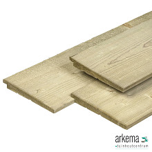 Noord-Europees vuren Zweeds rabat gedroogd, groen geïmpregneerd, zichtzijde fijn bezaagd 1,1/2,2 x 19,5 x 240 cm