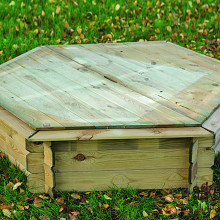 *Zandbak Zeskant met deksel L175xB175xH30cm dikte: 1,6cm