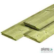 Vuren rabatdelen 1.9x14.5x420cm overhangend geschaafd geïmpregneerd werkend: 13.3cm