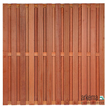 Tuinscherm Leeuwarden, keruing hardhout, RVS-geschroefd, 26-planks (23+3) 180 x 180 cm