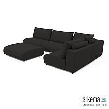 Luxury loungeset corner 230x340 + hocker Anthracite