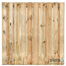Tuinscherm Enschede, groen geïmpregneerd grenen, RVS-geschroefd, 21-planks (19+2) 180 x 180 cm