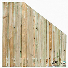 Tuinscherm Enschede verloop, groen geïmpregneerd grenen, RVS-geschroefd, 21-planks (19+2) 180 x 180/90 cm