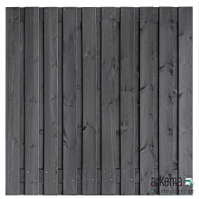 Tuinscherm Hengelo, zwart geïmpregneerd grenen, RVS-geschroefd, 21-planks (19+2) 180 x 180 cm