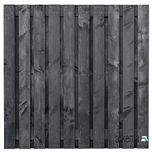 Tuinscherm Marlies, zwart geïmpregneerd douglas, RVS-geschroefd, 21-planks (19+2) 180 x 180 cm