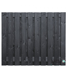 Tuinscherm Stuttgart, zwart gespoten vuren, RVS-geschroefd, 21-planks (19+2) 180 x 150 cm