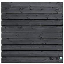 Tuinscherm Kassel, zwart gespoten vuren, RVS-geschroefd, 21-planks (19+2) 180 x 180 cm