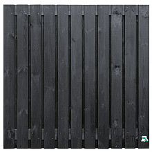 Tuinscherm Dresden, zwart gespoten vuren, RVS-geschroefd, 23-planks (21+2) 180 x 180 cm