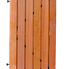 Hardhouten plankendeur recht verticaal op zwart verstelbaar stalen frame 100 x 180 cm.