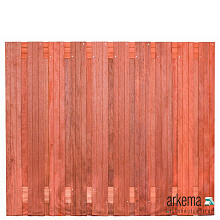 Tuinscherm Dronten, keruing hardhout, RVS-geschroefd, 21-planks (19+2) 180 x 150 cm
