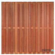 Tuinscherm Leeuwarden, keruing hardhout, RVS-geschroefd, 26-planks (23+3) 180 x 180 cm