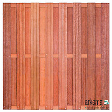 Tuinscherm Bronkhorst, keruing hardhout, RVS-geschroefd, horizontaal, 18-planks (15+3) 180 x 180 cm